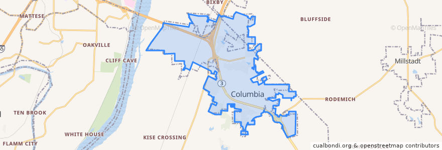 Mapa de ubicacion de Columbia.