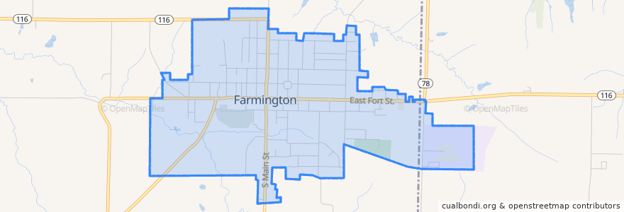 Mapa de ubicacion de Farmington.