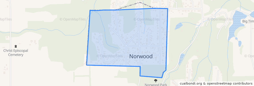 Mapa de ubicacion de Norwood.