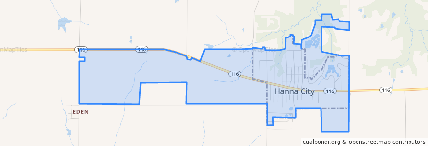 Mapa de ubicacion de Hanna City.