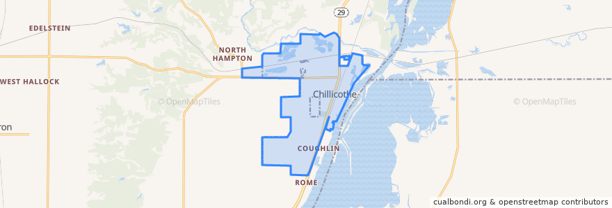 Mapa de ubicacion de Chillicothe.