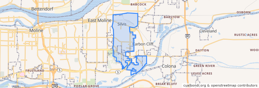 Mapa de ubicacion de Silvis.