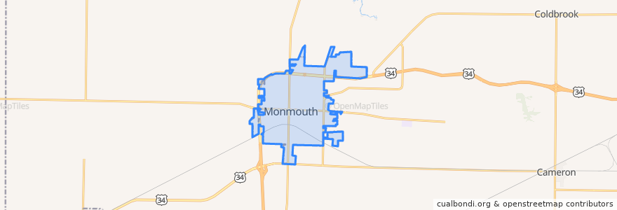 Mapa de ubicacion de Monmouth.