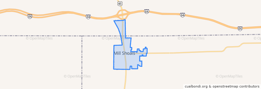 Mapa de ubicacion de Mill Shoals.