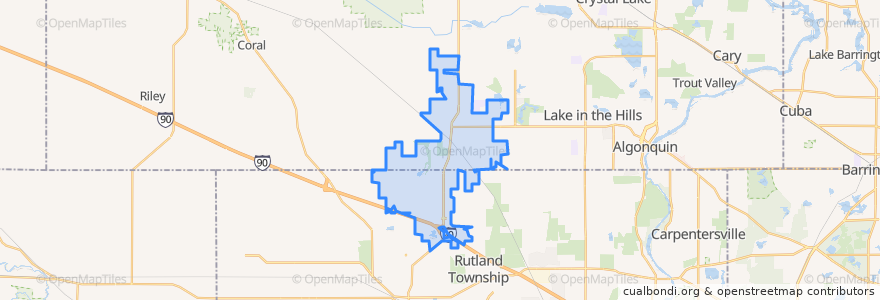 Mapa de ubicacion de Huntley.