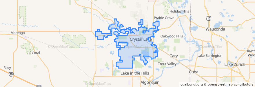 Mapa de ubicacion de Crystal Lake.