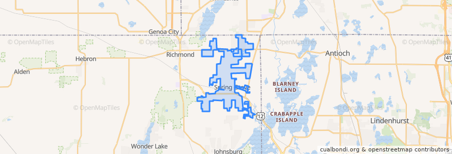 Mapa de ubicacion de Spring Grove.