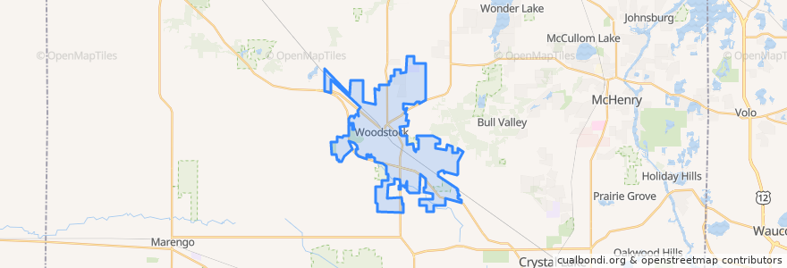 Mapa de ubicacion de Woodstock.