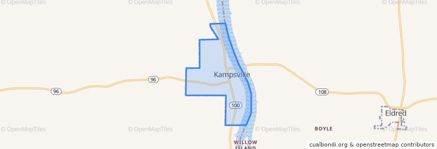 Mapa de ubicacion de Kampsville.