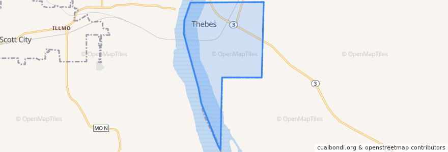 Mapa de ubicacion de Thebes.