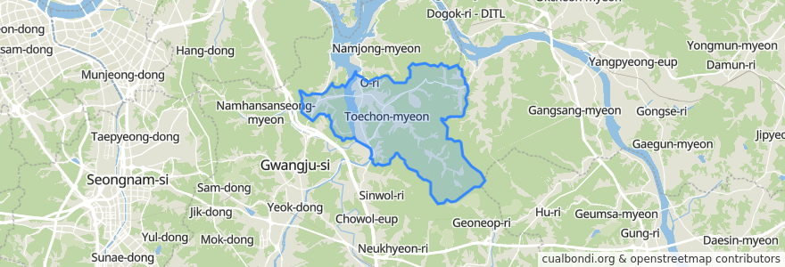 Mapa de ubicacion de 퇴촌면.