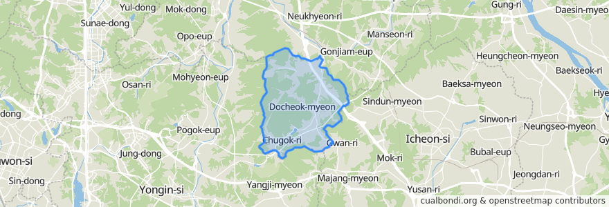 Mapa de ubicacion de 도척면.