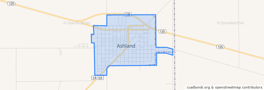 Mapa de ubicacion de Ashland.