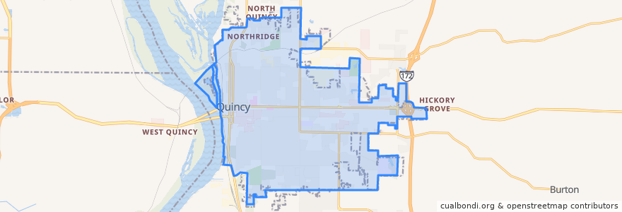 Mapa de ubicacion de Quincy.