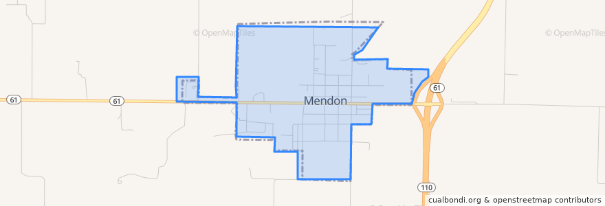 Mapa de ubicacion de Mendon.