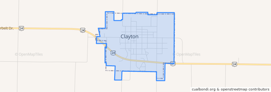 Mapa de ubicacion de Clayton.