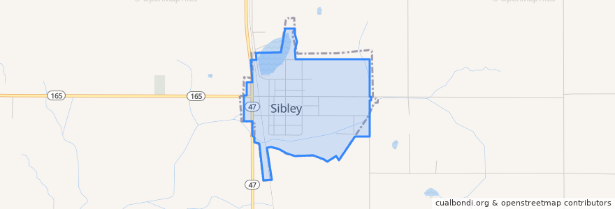 Mapa de ubicacion de Sibley.