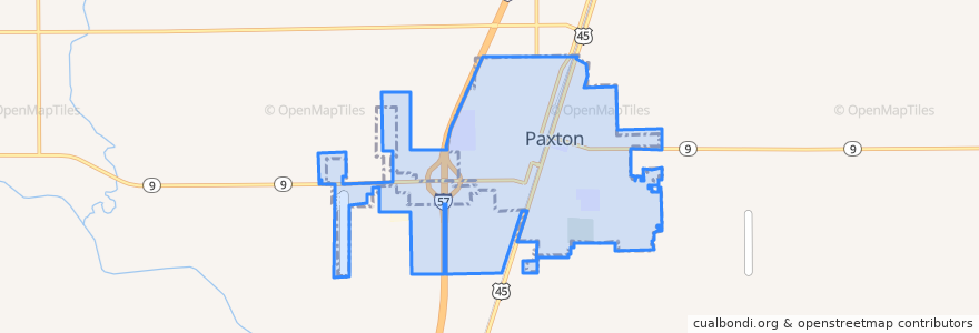 Mapa de ubicacion de Paxton.