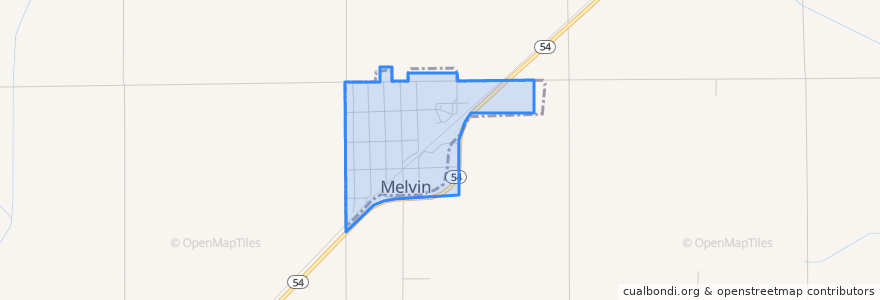 Mapa de ubicacion de Melvin.