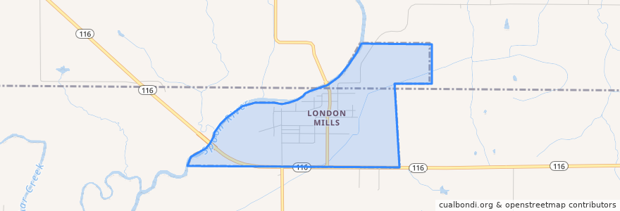 Mapa de ubicacion de London Mills.