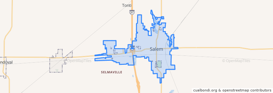 Mapa de ubicacion de Salem.