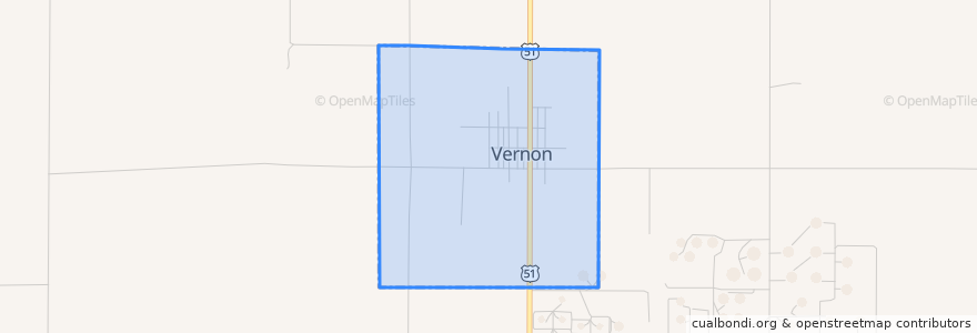 Mapa de ubicacion de Vernon.