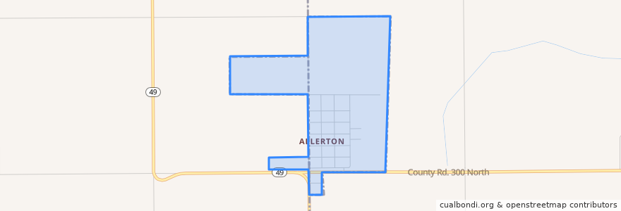 Mapa de ubicacion de Allerton.