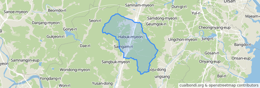 Mapa de ubicacion de 하북면.