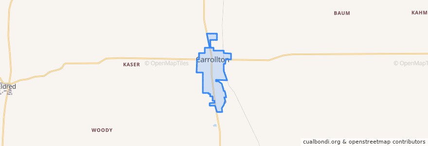 Mapa de ubicacion de Carrollton.