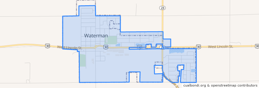 Mapa de ubicacion de Waterman.