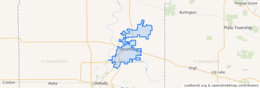 Mapa de ubicacion de Sycamore.