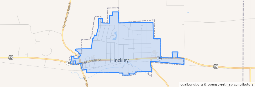 Mapa de ubicacion de Hinckley.