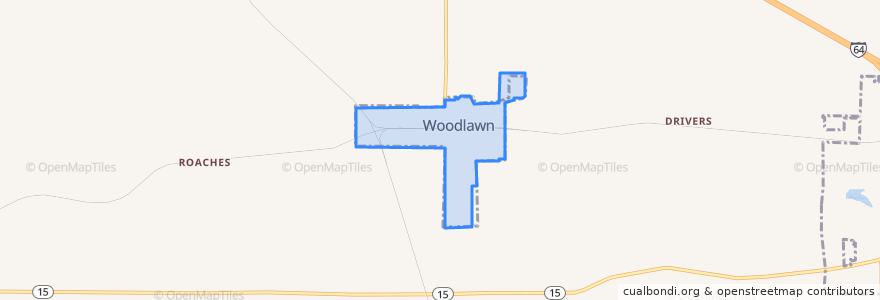 Mapa de ubicacion de Woodlawn.