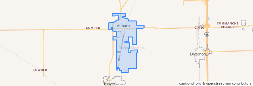 Mapa de ubicacion de Auburn.