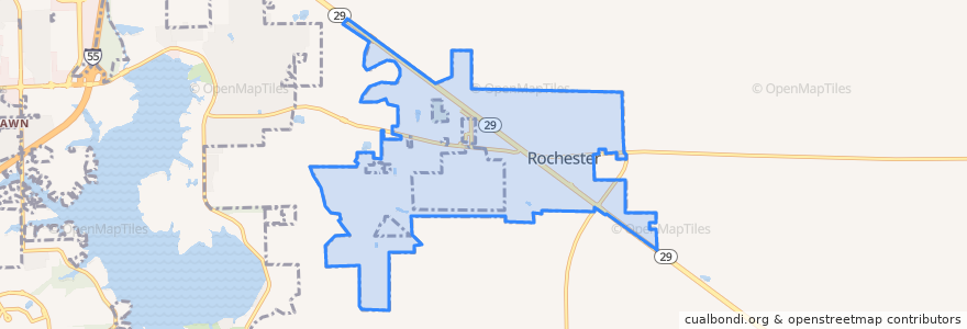 Mapa de ubicacion de Rochester.