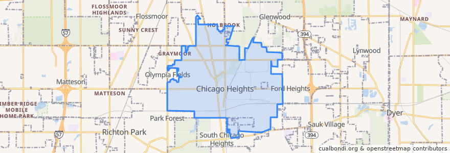 Mapa de ubicacion de Chicago Heights.