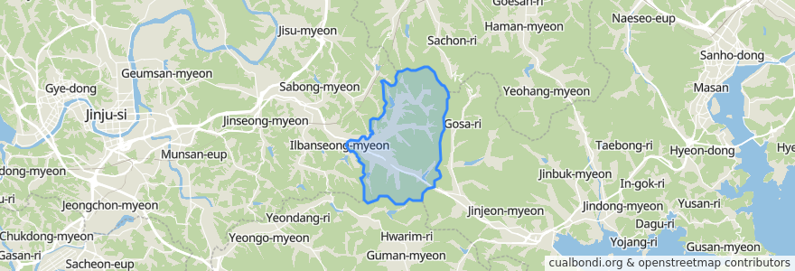 Mapa de ubicacion de 이반성면.