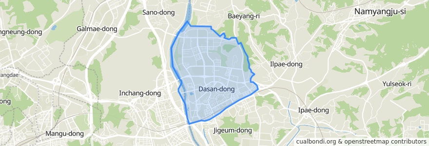 Mapa de ubicacion de 다산1동.