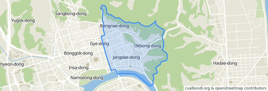 Mapa de ubicacion de 중앙동.