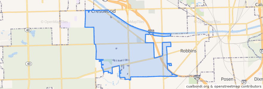 Mapa de ubicacion de Crestwood.