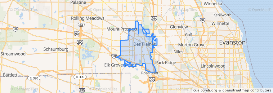 Mapa de ubicacion de Des Plaines.