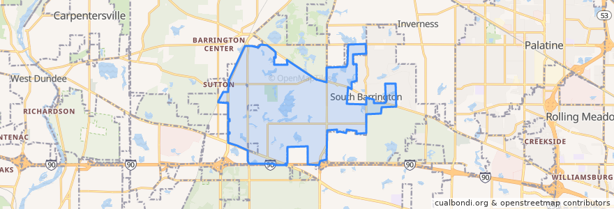 Mapa de ubicacion de South Barrington.