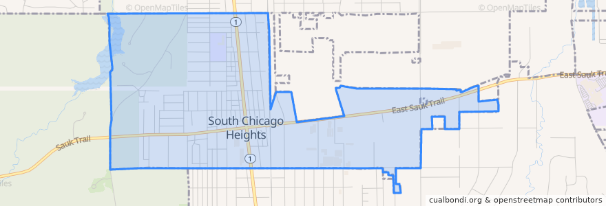 Mapa de ubicacion de South Chicago Heights.