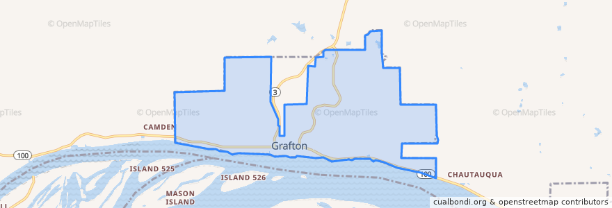 Mapa de ubicacion de Grafton.