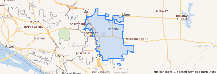 Mapa de ubicacion de Bethalto.