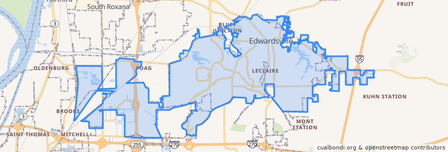 Mapa de ubicacion de Edwardsville.