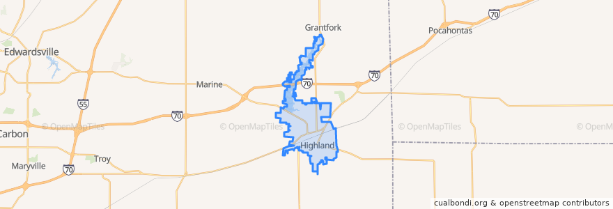 Mapa de ubicacion de Highland.