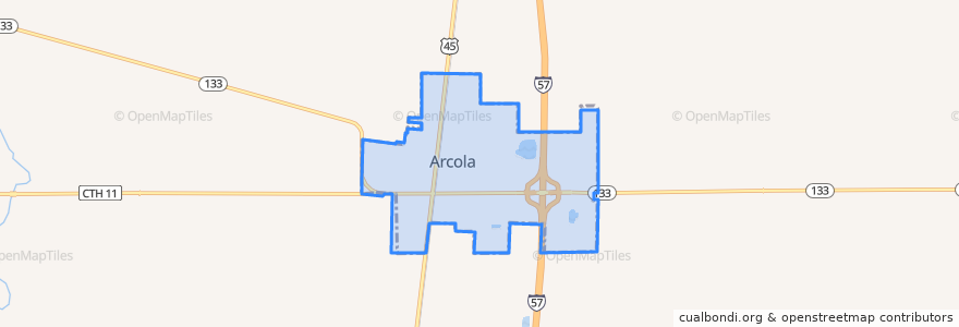 Mapa de ubicacion de Arcola.