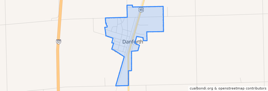 Mapa de ubicacion de Danforth.