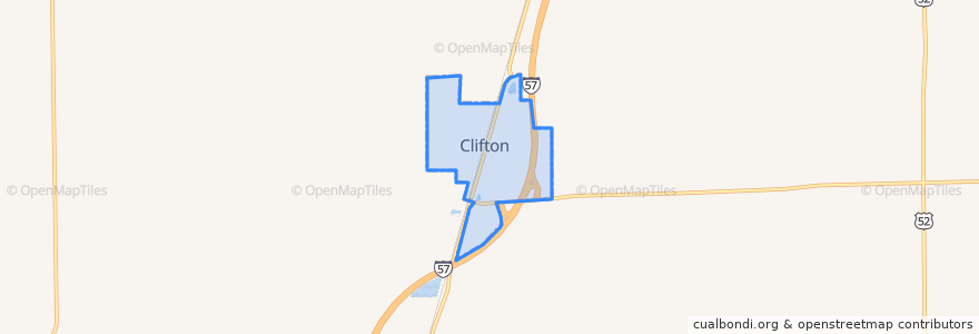 Mapa de ubicacion de Clifton.